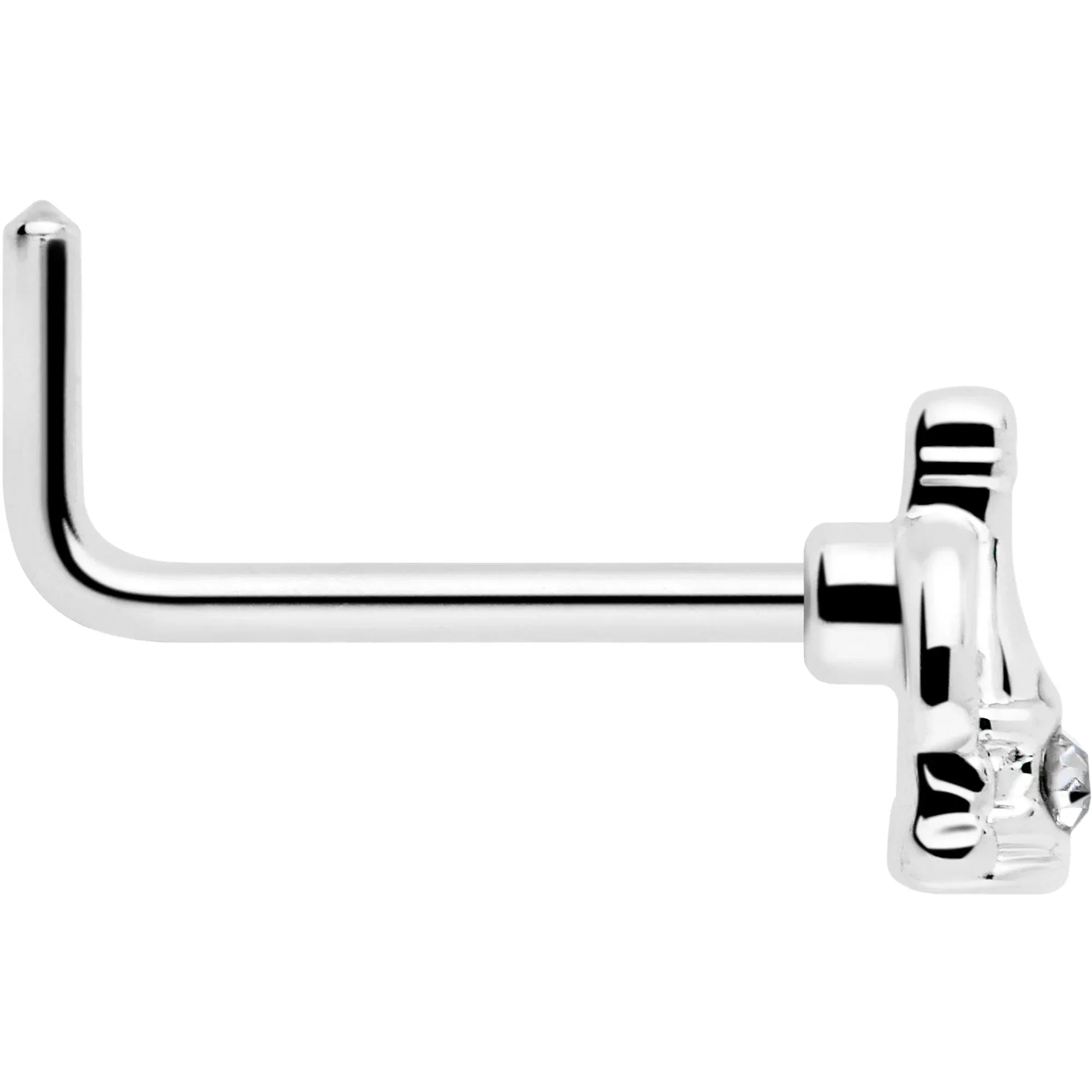 20G 7mm Clear Gem Champagne Dreams L Shape Nose Ring - BodyCandy - Flyclothing LLC