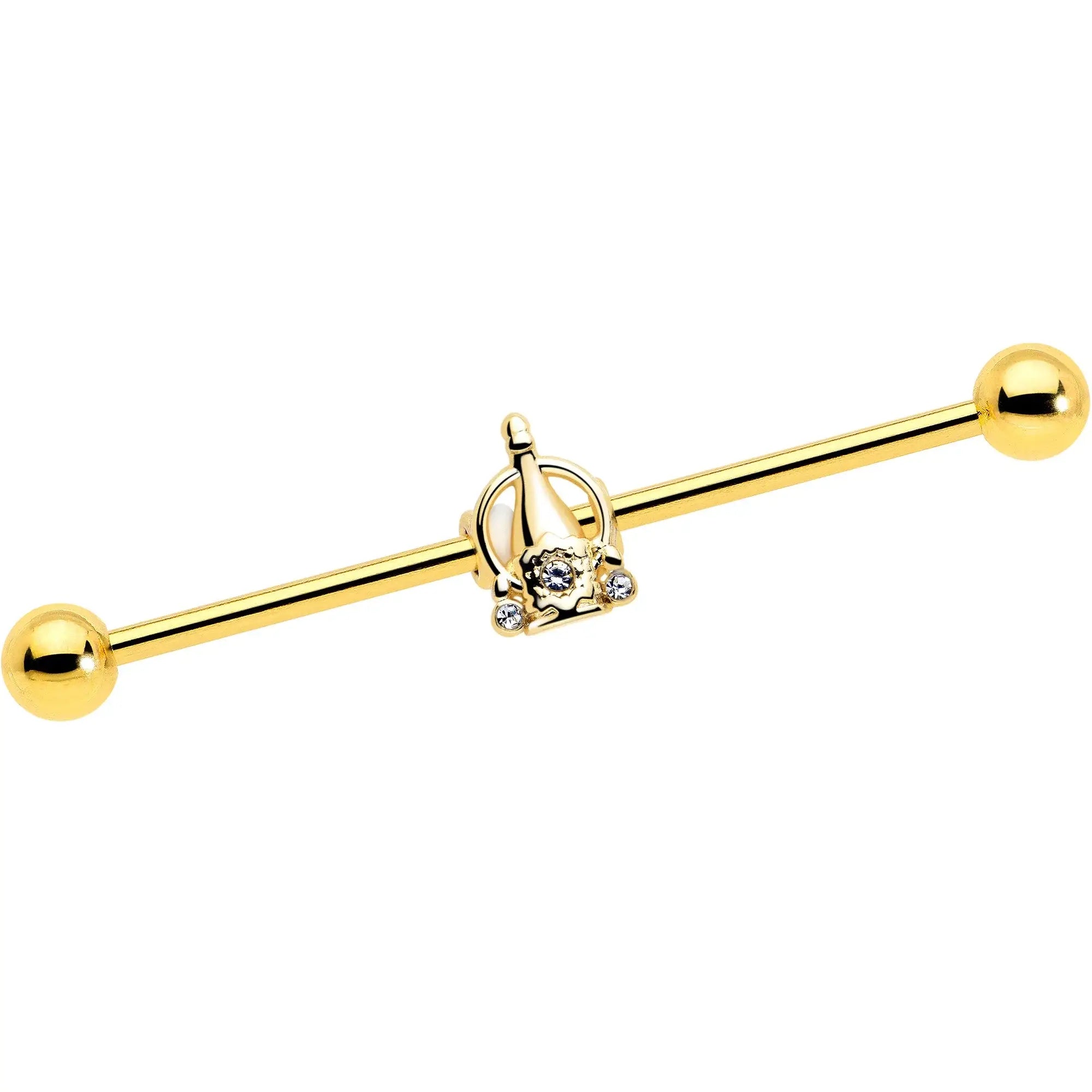 14G Clear Gem Champagne Dreams Industrial Barbell 38mm - BodyCandy - Flyclothing LLC