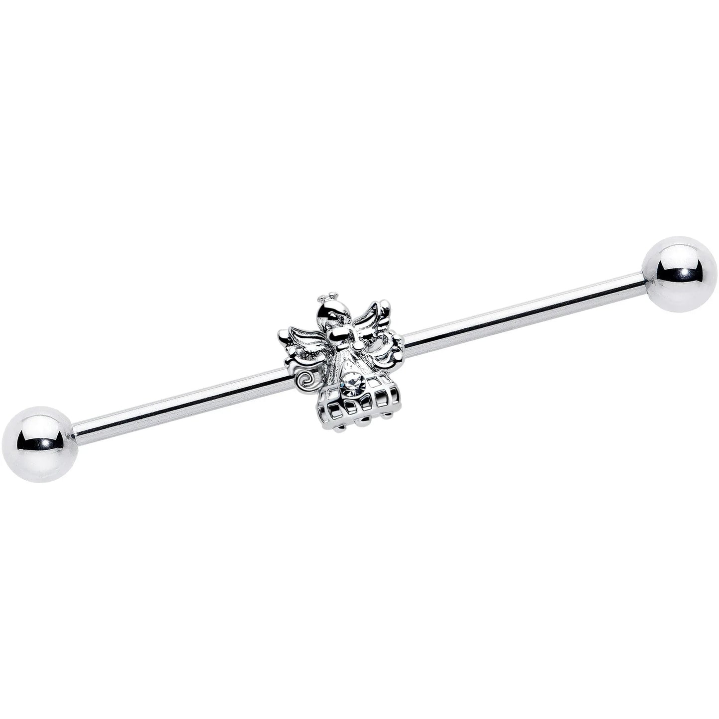 14G Clear CZ Gem Fabulous Angel Industrial Barbell 38mm - BodyCandy - Flyclothing LLC