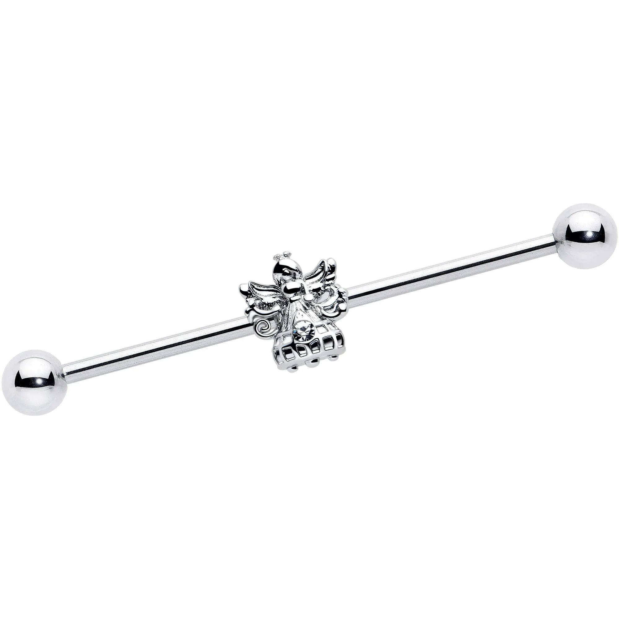 14G Clear CZ Gem Fabulous Angel Industrial Barbell 38mm - BodyCandy - Flyclothing LLC