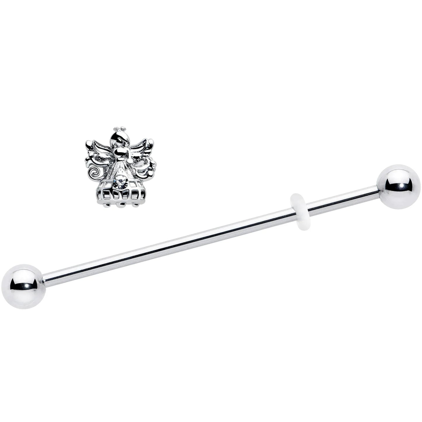 14G Clear CZ Gem Fabulous Angel Industrial Barbell 38mm - BodyCandy - Flyclothing LLC