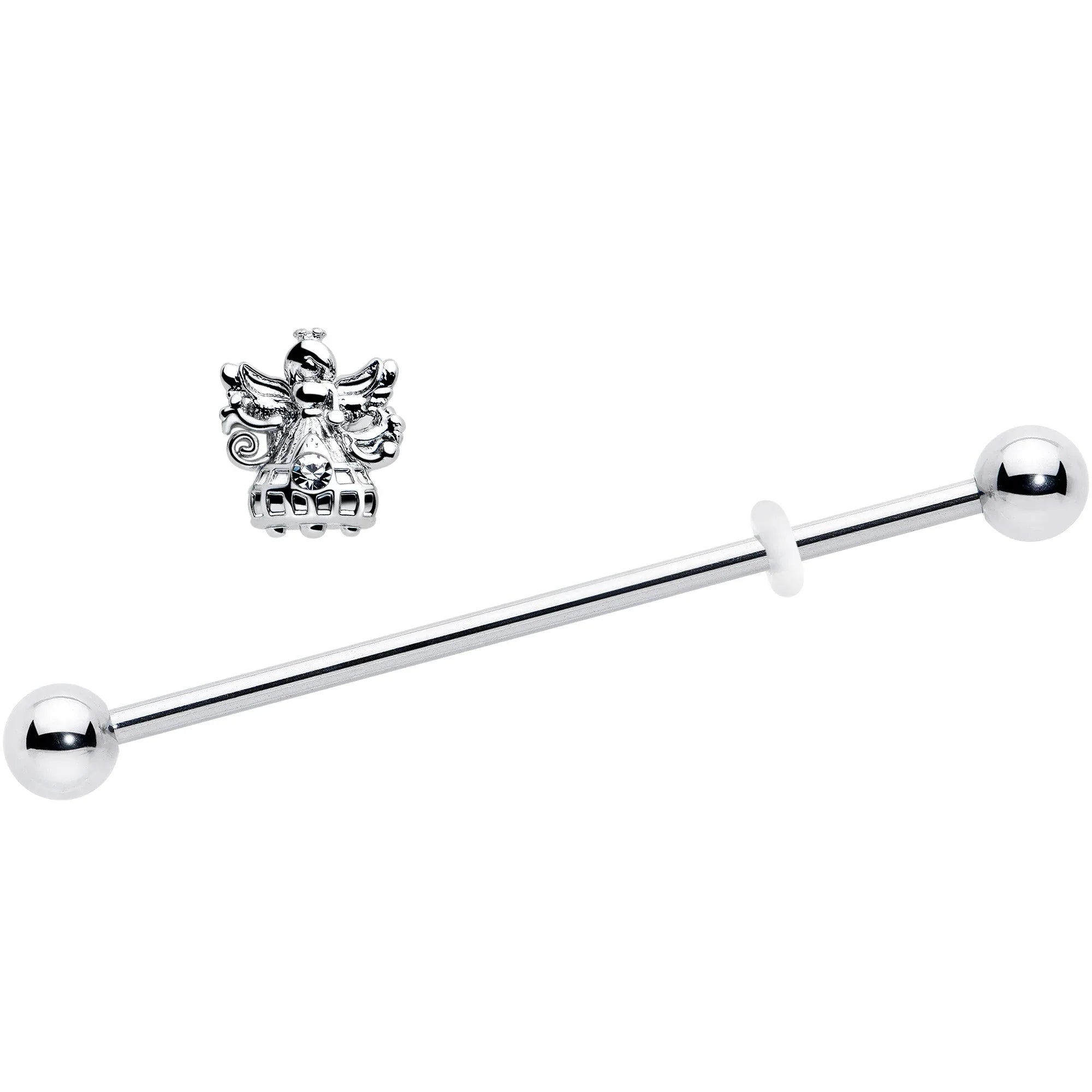 14G Clear CZ Gem Fabulous Angel Industrial Barbell 38mm - BodyCandy - Flyclothing LLC