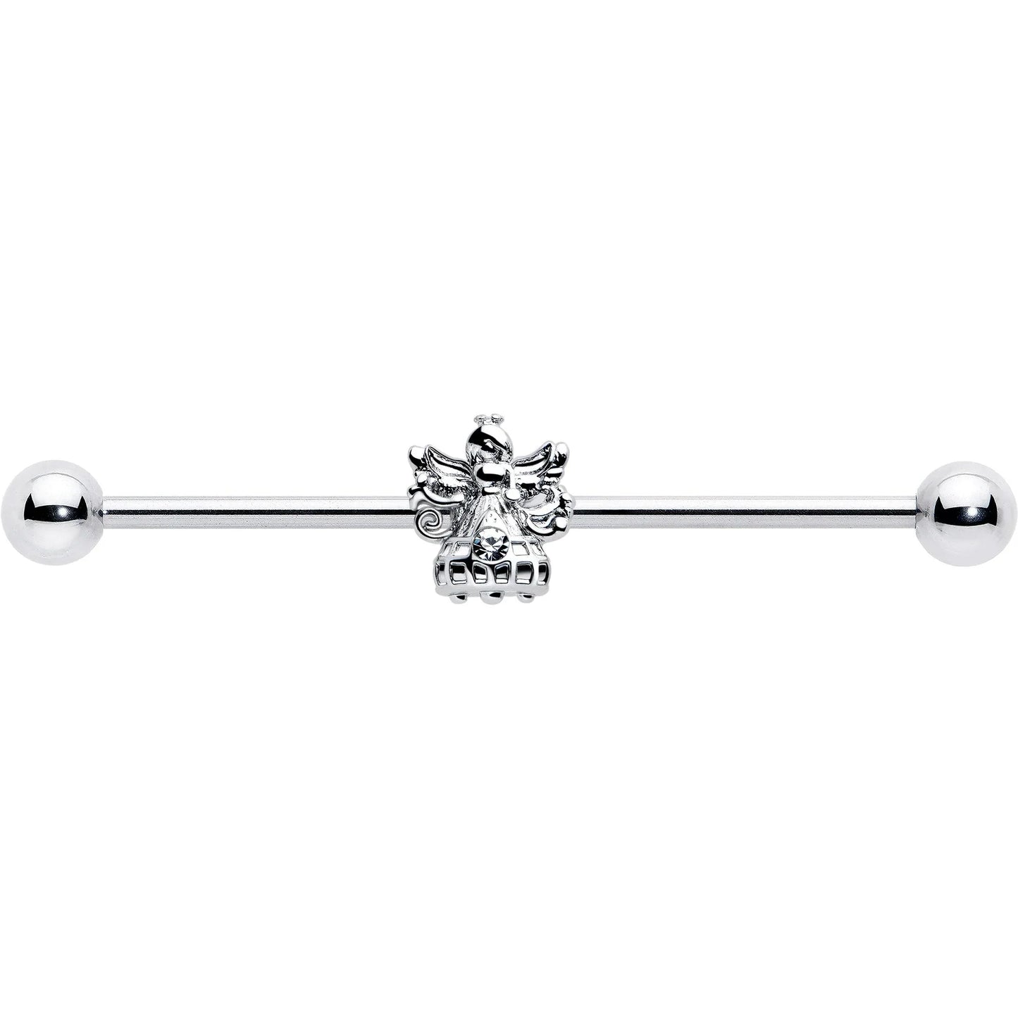 14G Clear CZ Gem Fabulous Angel Industrial Barbell 38mm - BodyCandy - Flyclothing LLC