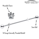 14G Clear CZ Gem Fabulous Angel Industrial Barbell 38mm - BodyCandy - Flyclothing LLC