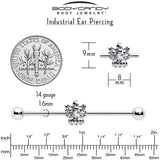 14G Clear CZ Gem Fabulous Angel Industrial Barbell 38mm - BodyCandy - Flyclothing LLC