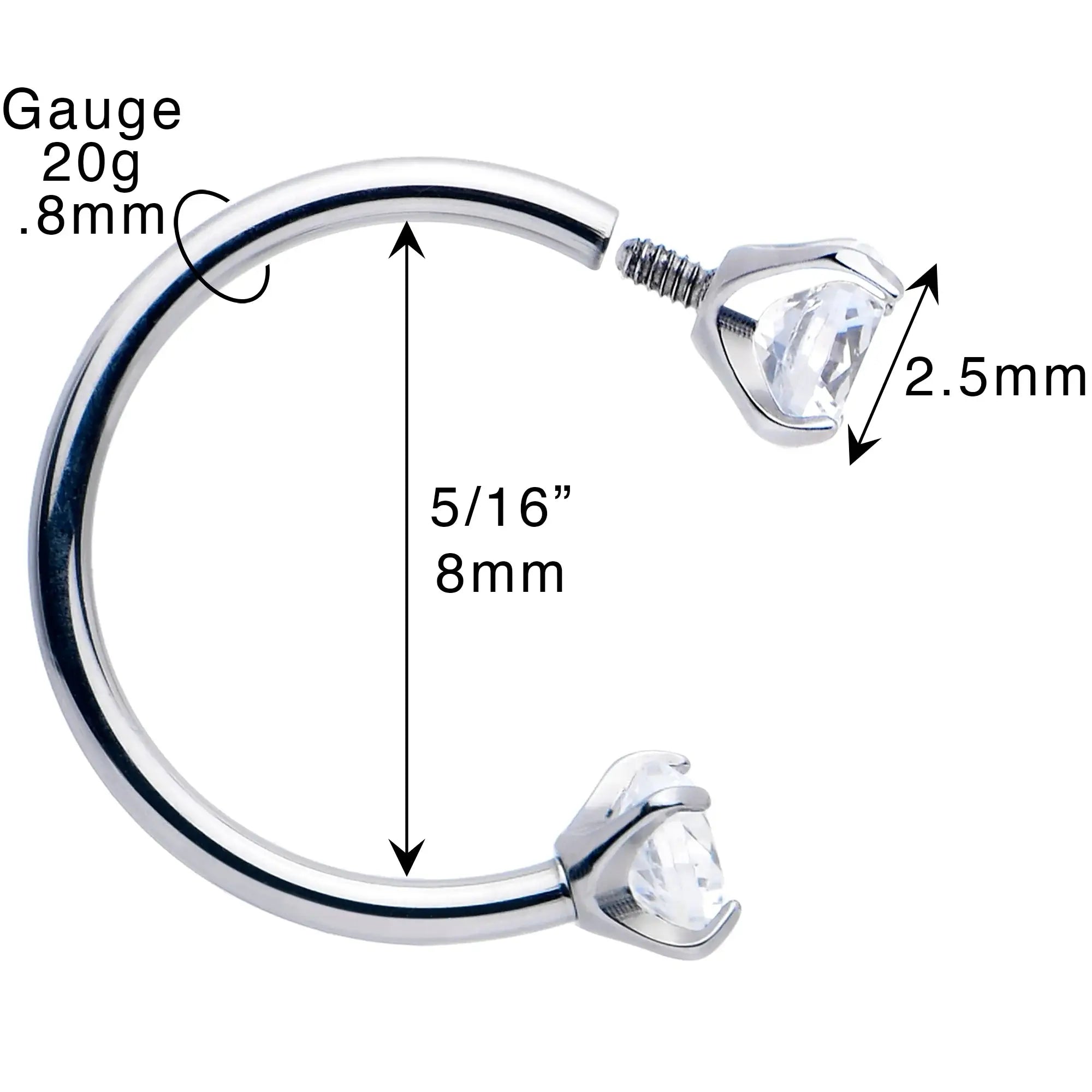 Double Gem Horseshoe Nose Ring Kit with Ball Grabber - BodyCandy - Flyclothing LLC