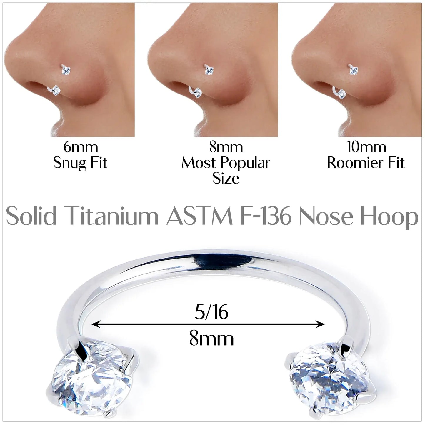 Double Gem Horseshoe Nose Ring Kit with Ball Grabber - BodyCandy - Flyclothing LLC
