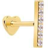 18G 1/4 Clear Gem Gold Plated Implant Grade Titanium Threadless Bar Flatback Stud - BodyCandy - Flyclothing LLC