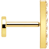 18G 1/4 Clear Gem Gold Plated Implant Grade Titanium Threadless Bar Flatback Stud - BodyCandy - Flyclothing LLC