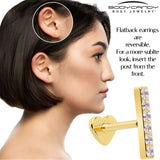 18G 1/4 Clear Gem Gold Plated Implant Grade Titanium Threadless Bar Flatback Stud - BodyCandy - Flyclothing LLC