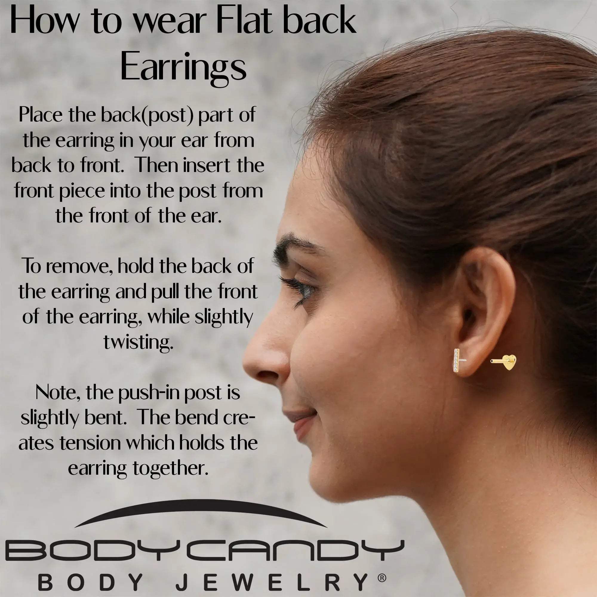 18G 1/4 Clear Gem Gold Plated Implant Grade Titanium Threadless Bar Flatback Stud - BodyCandy - Flyclothing LLC