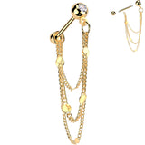 16G 5/16 CZ Gem Stud Triple Chain Cartilage Earring - BodyCandy - Flyclothing LLC