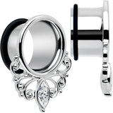 Clear Gem Drop Filigree Single Flare Tunnel Plug Set 6mm to 16mm - BodyCandy - Flyclothing LLC