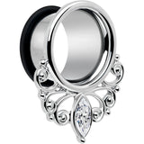 Clear Gem Drop Filigree Single Flare Tunnel Plug Set 6mm to 16mm - BodyCandy - Flyclothing LLC
