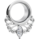 Clear Gem Drop Filigree Single Flare Tunnel Plug Set 6mm to 16mm - BodyCandy - Flyclothing LLC