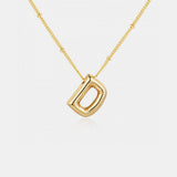 Gold-Plated Letter Pendant Necklace - Trendsi