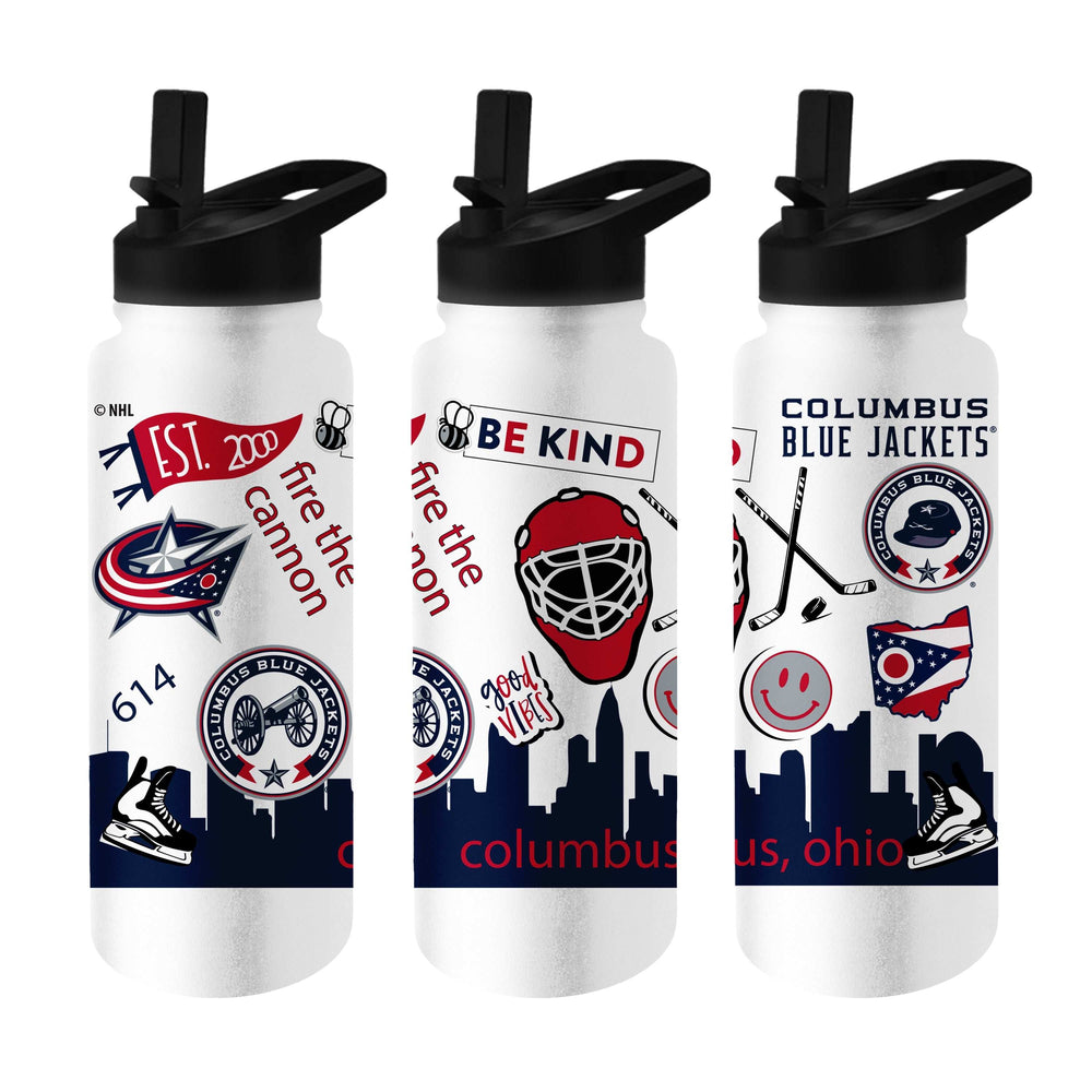 Columbus Blue Jackets 34oz Native Quencher Bottle - Logo Brands - Flyclothing LLC