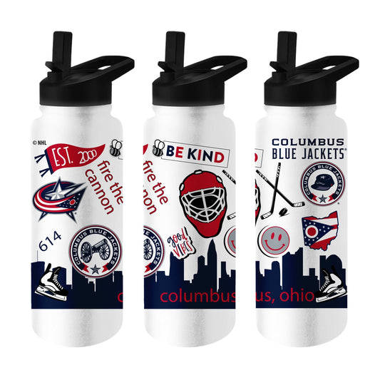 Columbus Blue Jackets 34oz Native Quencher Bottle - Logo Brands - Flyclothing LLC