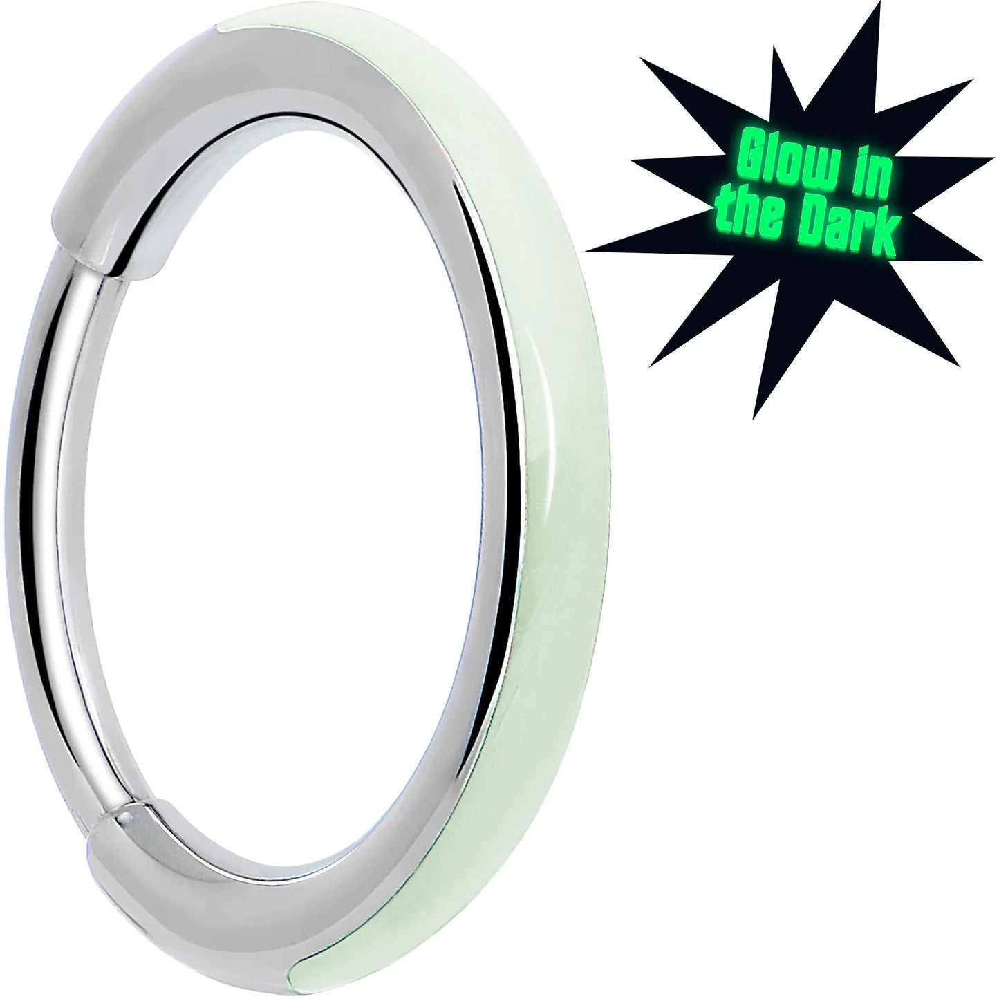 20G Implant Grade Titanium Glow in the Dark Hinged Segment Nose Hoop - BodyCandy - Flyclothing LLC