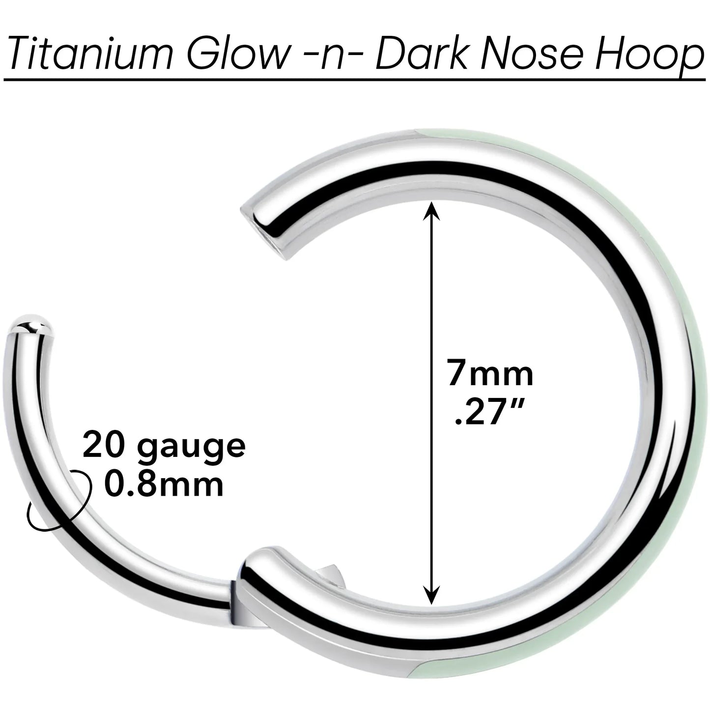 20G Implant Grade Titanium Glow in the Dark Hinged Segment Nose Hoop - BodyCandy - Flyclothing LLC