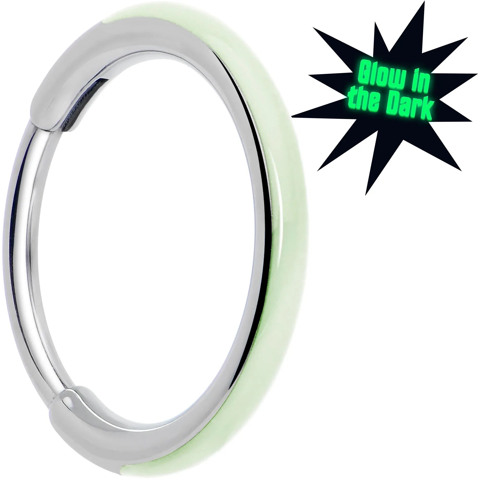 20G Implant Grade Titanium Glow in the Dark Hinged Segment Nose Hoop - BodyCandy - Flyclothing LLC