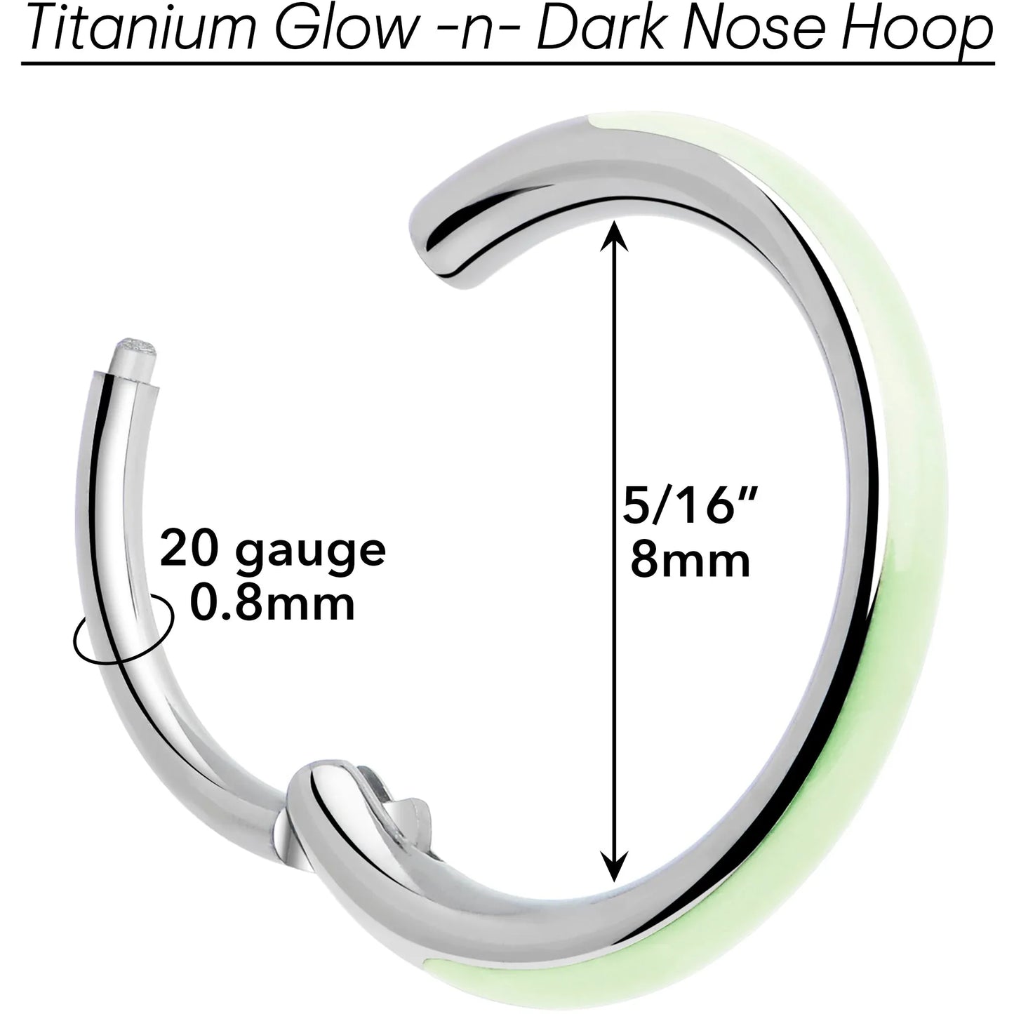 20G Implant Grade Titanium Glow in the Dark Hinged Segment Nose Hoop - BodyCandy - Flyclothing LLC