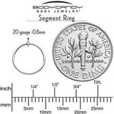 20G Implant Grade Titanium Half Closure Hinged Segment Ring - BodyCandy - Flyclothing LLC
