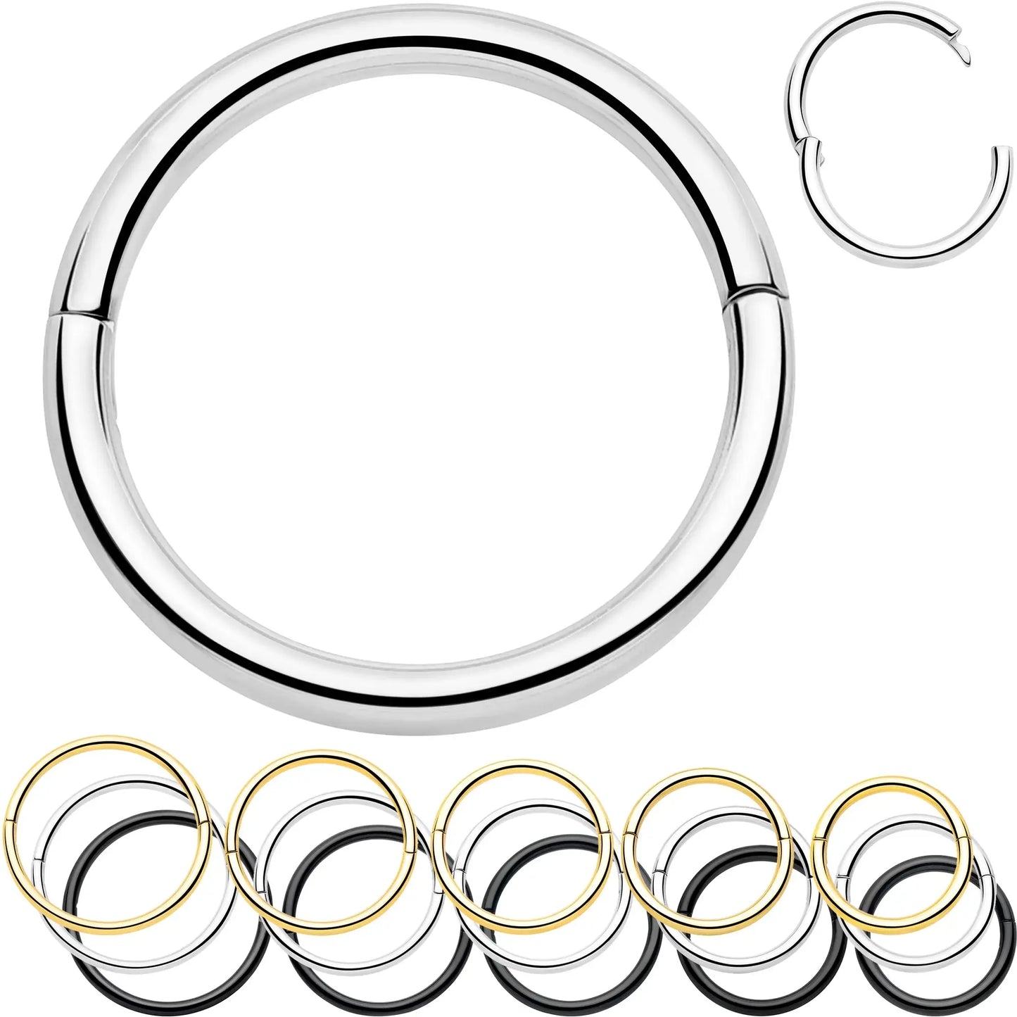 20G Implant Grade Titanium Half Closure Hinged Segment Ring - BodyCandy - Flyclothing LLC