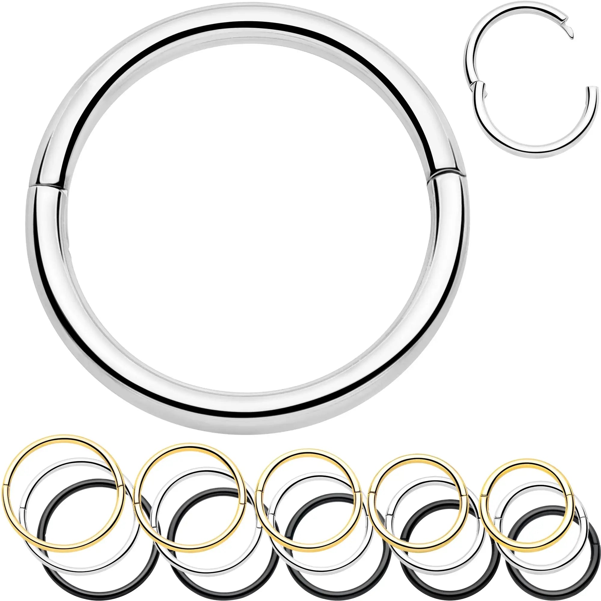 20G Implant Grade Titanium Half Closure Hinged Segment Ring - BodyCandy - Flyclothing LLC