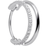 Single Row Micro Gem Implant Grade Titanium Hinged Double Hoop Nose Ring - BodyCandy - Flyclothing LLC