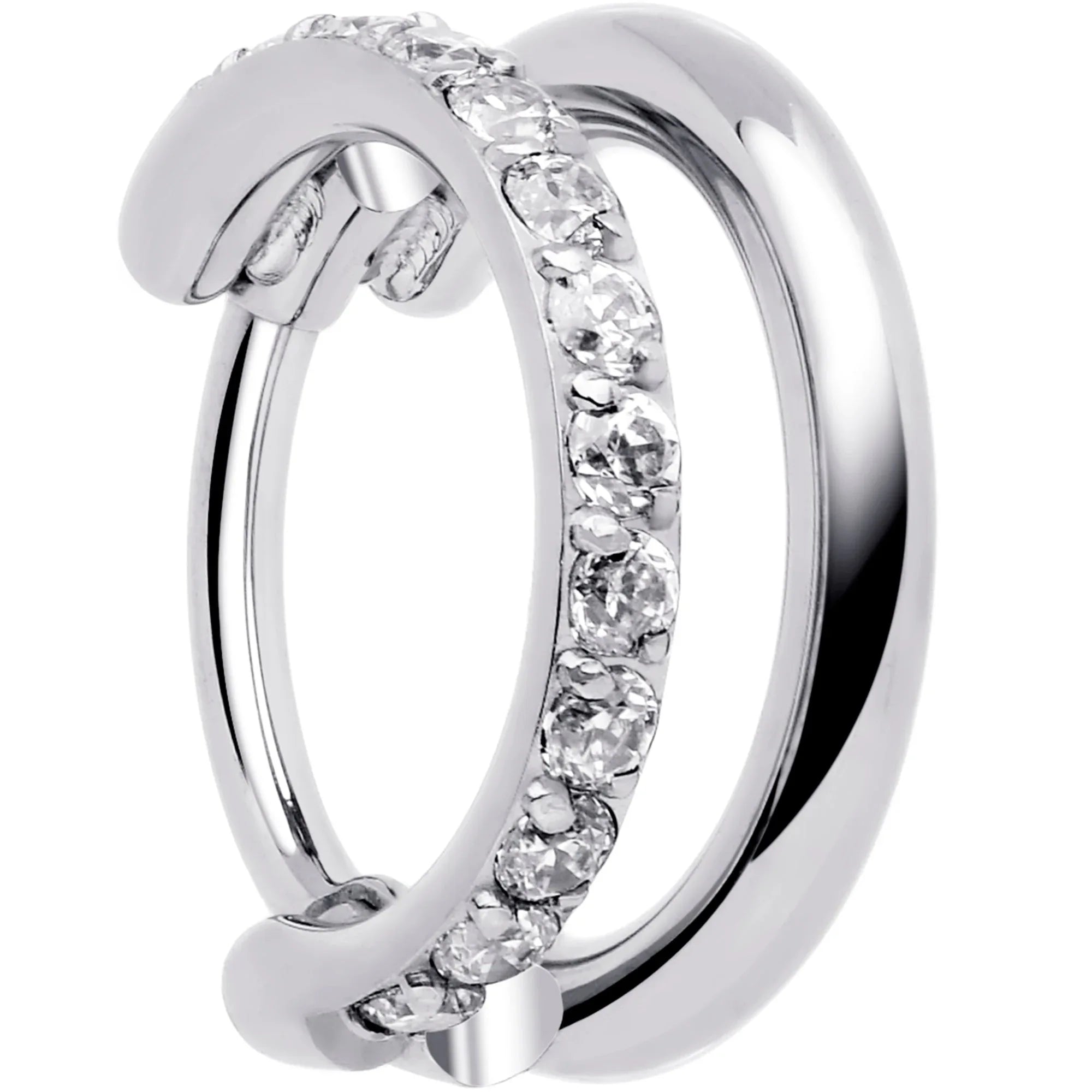 Single Row Micro Gem Implant Grade Titanium Hinged Double Hoop Nose Ring - BodyCandy - Flyclothing LLC