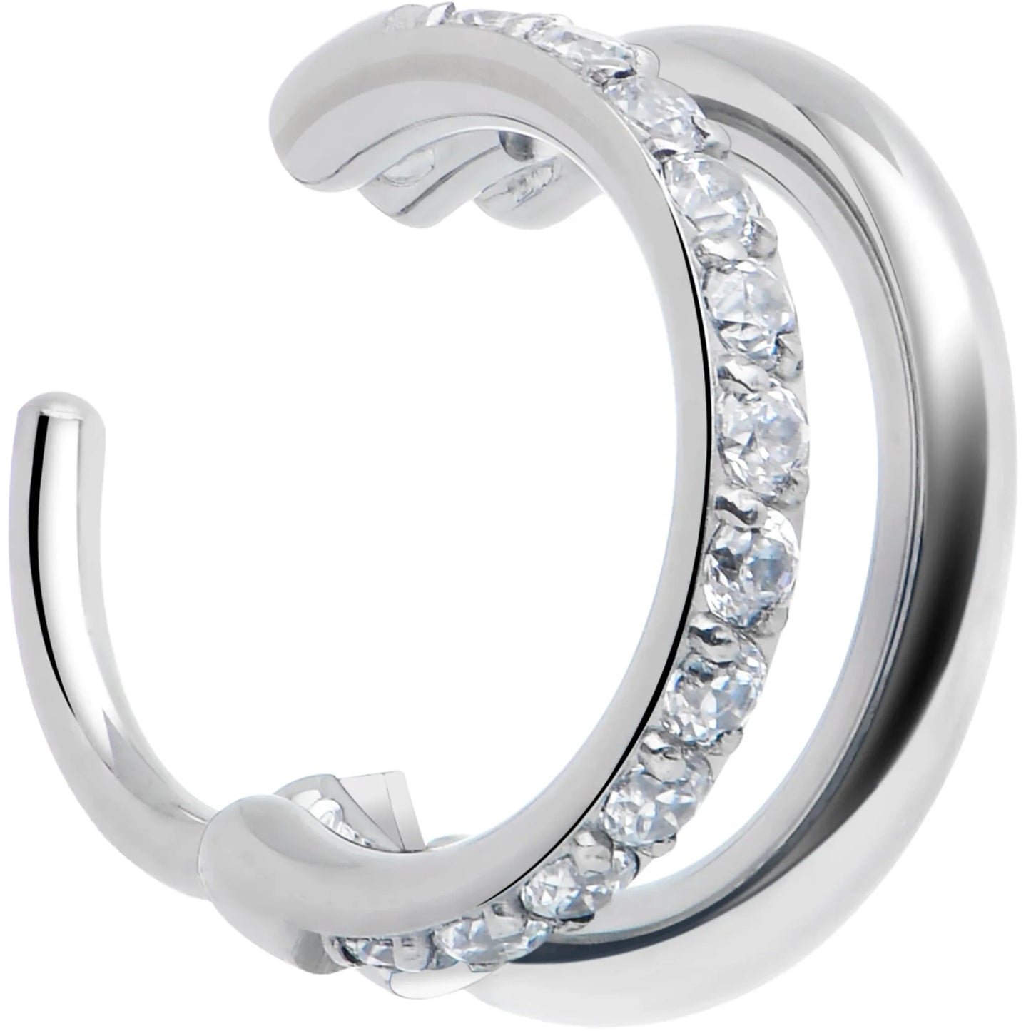 Single Row Micro Gem Implant Grade Titanium Hinged Double Hoop Nose Ring - BodyCandy - Flyclothing LLC