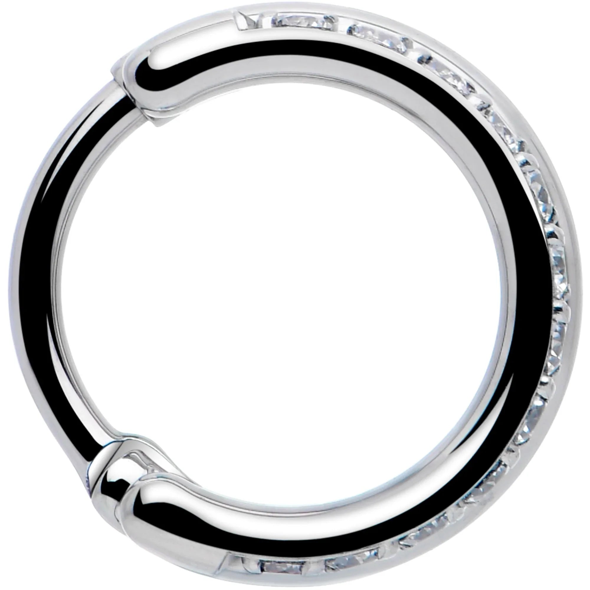 Single Row Micro Gem Implant Grade Titanium Hinged Double Hoop Nose Ring - BodyCandy - Flyclothing LLC