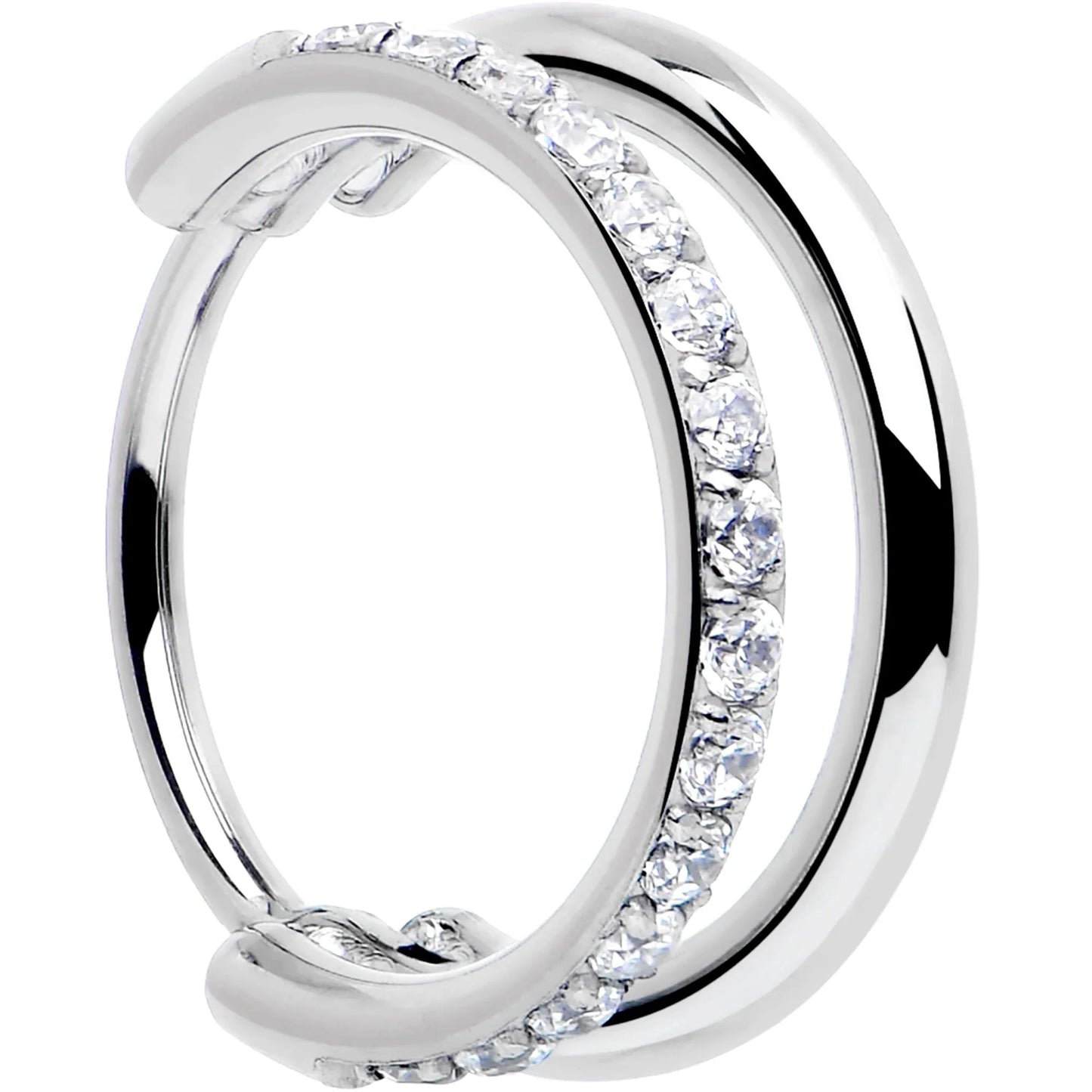 Single Row Micro Gem Implant Grade Titanium Hinged Double Hoop Nose Ring - BodyCandy - Flyclothing LLC