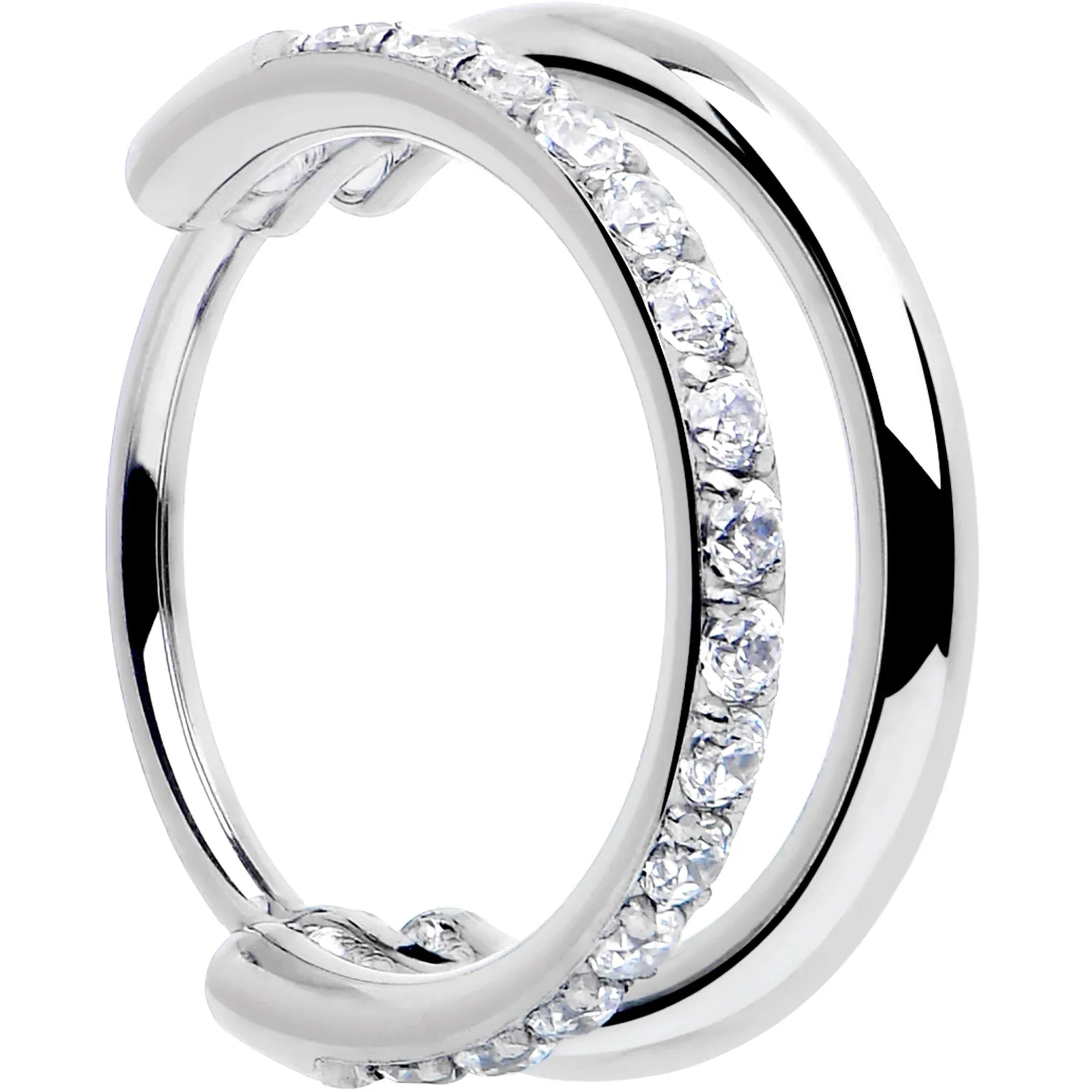 Single Row Micro Gem Implant Grade Titanium Hinged Double Hoop Nose Ring - BodyCandy - Flyclothing LLC