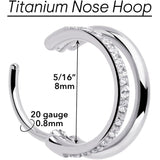 Single Row Micro Gem Implant Grade Titanium Hinged Double Hoop Nose Ring - BodyCandy - Flyclothing LLC