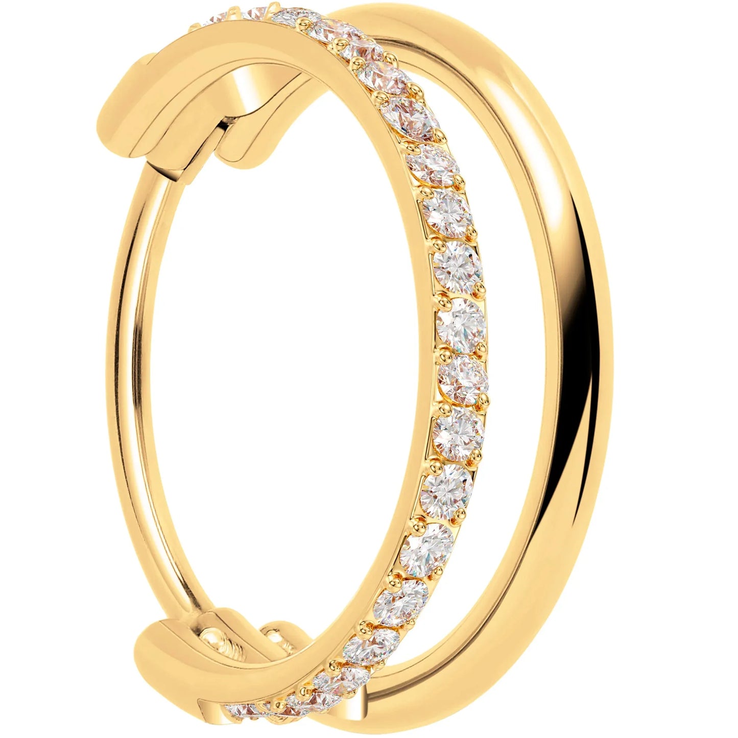 Single Row Micro Gem Implant Grade Titanium Hinged Double Hoop Nose Ring - BodyCandy - Flyclothing LLC