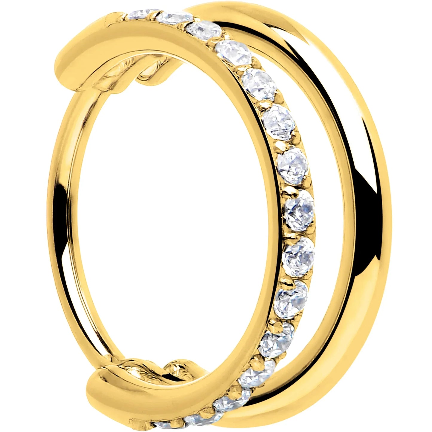 Single Row Micro Gem Implant Grade Titanium Hinged Double Hoop Nose Ring - BodyCandy - Flyclothing LLC