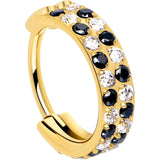 20G CZ Double Row Checkerboard Implant Grade Titanium Nose Hoop - BodyCandy - Flyclothing LLC