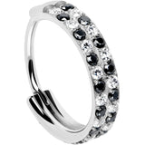 20G CZ Double Row Checkerboard Implant Grade Titanium Nose Hoop - BodyCandy - Flyclothing LLC
