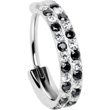 20G CZ Double Row Checkerboard Implant Grade Titanium Nose Hoop - BodyCandy - Flyclothing LLC