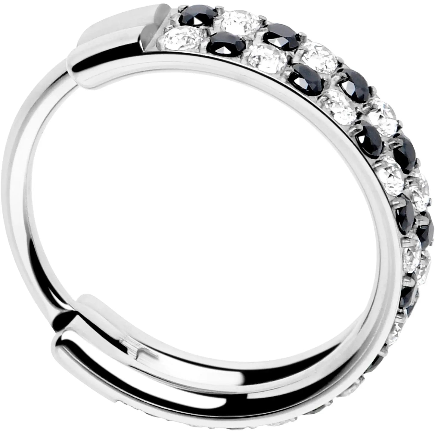 20G CZ Double Row Checkerboard Implant Grade Titanium Nose Hoop - BodyCandy - Flyclothing LLC