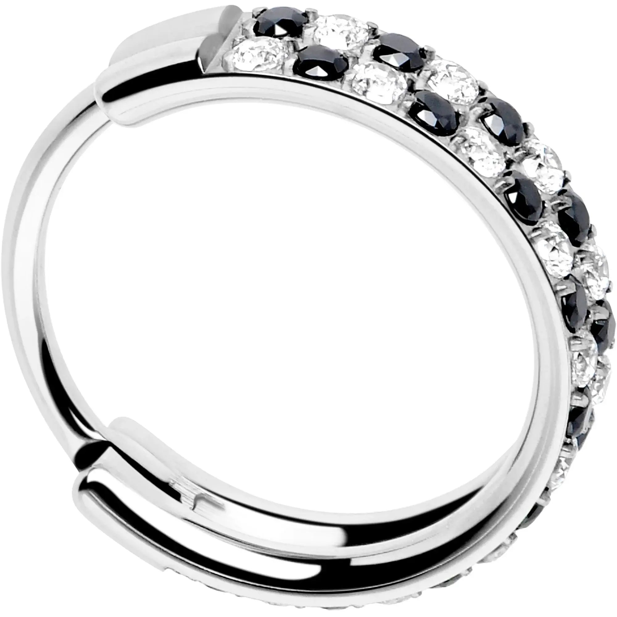 20G CZ Double Row Checkerboard Implant Grade Titanium Nose Hoop - BodyCandy - Flyclothing LLC