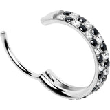 20G CZ Double Row Checkerboard Implant Grade Titanium Nose Hoop - BodyCandy - Flyclothing LLC