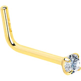 20G Gold Plated 925 Sterling Silver 2mm CZ L-Shape Nose Ring - BodyCandy - Flyclothing LLC