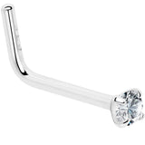 20G Gold Plated 925 Sterling Silver 2mm CZ L-Shape Nose Ring - BodyCandy - Flyclothing LLC