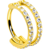 18G Double Row Micro Gem Implant Grade Titanium Hinged Double Hoop Nose Ring - BodyCandy - Flyclothing LLC
