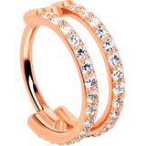 18G Double Row Micro Gem Implant Grade Titanium Hinged Double Hoop Nose Ring - BodyCandy - Flyclothing LLC