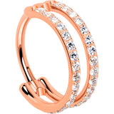 18G Double Row Micro Gem Implant Grade Titanium Hinged Double Hoop Nose Ring - BodyCandy - Flyclothing LLC