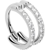 18G Double Row Micro Gem Implant Grade Titanium Hinged Double Hoop Nose Ring - BodyCandy - Flyclothing LLC
